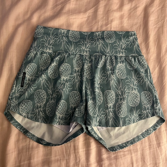Love Fitness Runner Shorts - Dusty Blue Pineapple - Medium - Picture 1 of 4